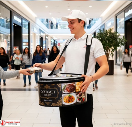 Los Angeles roadshow featuring professional hawker’s tray for drink distribution and cross-promotion through live communication.
