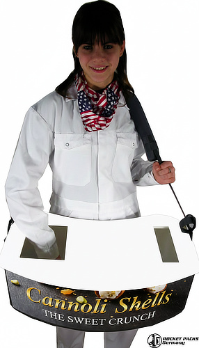 Professional hawking tray for popsicles-to-go and outdoor event marketing at a Boston Common public event.