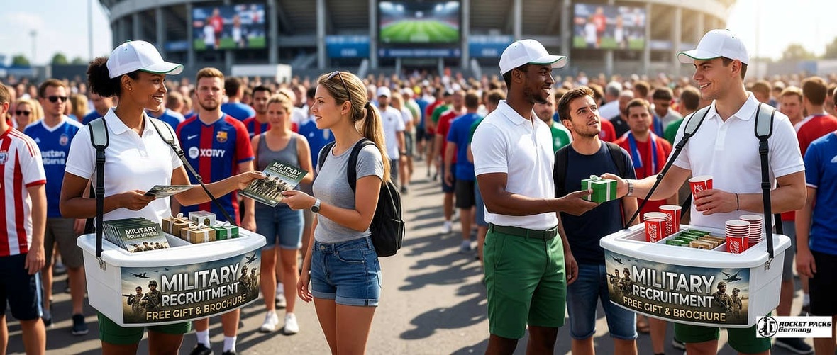 Stadium vendor tray with professional 4-point harness system, ensuring sales motivation through ergonomic weight distribution.