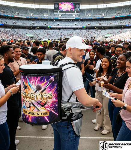 Street vendor selling drinks from a tray during a city festival in Dublin.