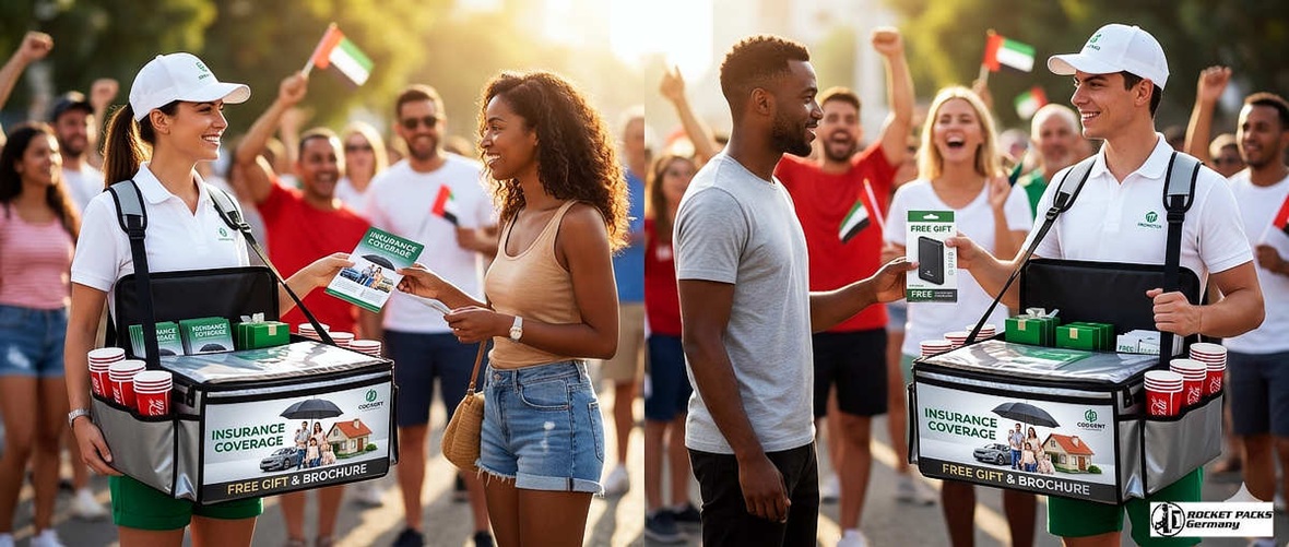 Breathable textile vending tray for street team promotions in Vienna, providing a lightweight mobile vending solution for all-day marketing campaigns.