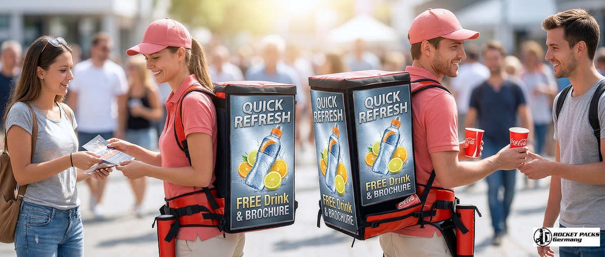 rade fair vendor's tray for Hong Kong electronics shows, used for distributing giveaways and lead generation at high-traffic booths