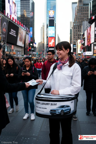 Usherette tray serving coffee-to-go during Edinburgh open-air