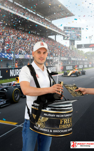 Vending tray at Toronto waterfront event improving brand engagement, visual marketing presence and experience-oriented mobile catering.