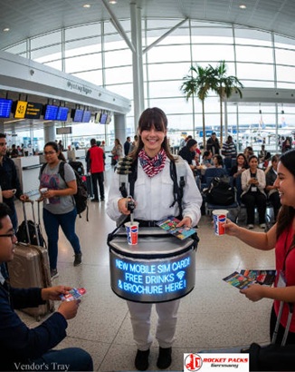 Vendor tray providing on-the-go hydration during the Boston Marathon.