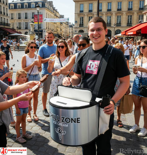 Vendor tray used at Las Vegas Convention Center during a business event for B2B drink service promotion.