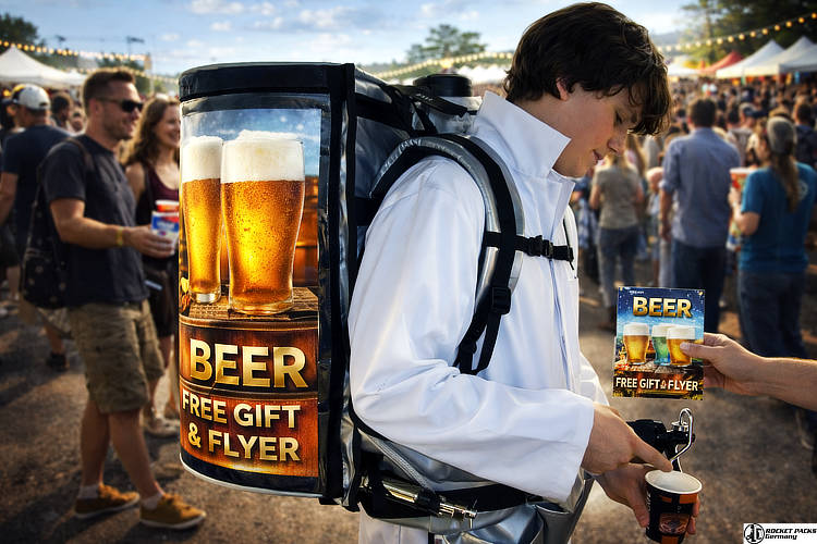 Innovative vendors belly tray for ice cream consumption and take-away service, optimizing the shopper experience at a Miami Beach outdoor summer festival.