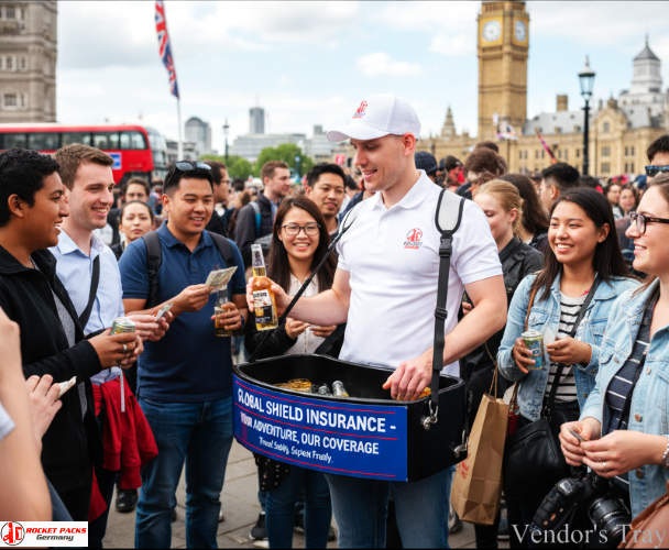 Durable vendor’s tray for Chicago Street Food Festival, enabling on-the-go beverage distribution and live consumer activation at outdoor POS.