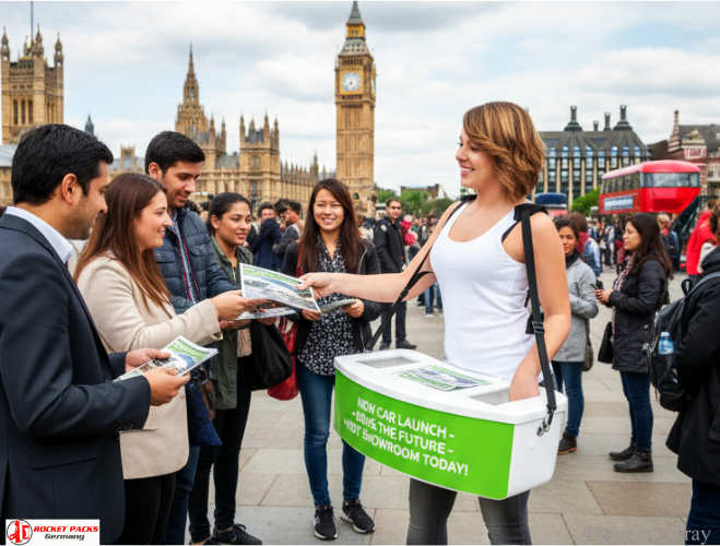 Outdoor vendor’s tray at Las Vegas concert offering mobile drink service and supporting brand promotion at live entertainment events.