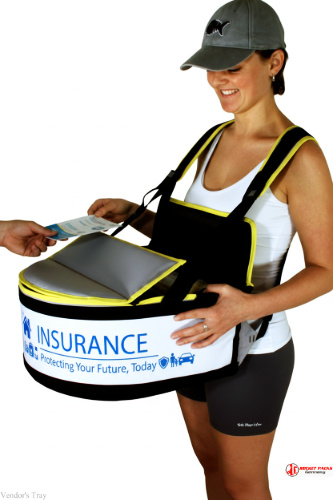 Vendor’s tray live campaign for beverage sampling at Sydney gourmet festival.