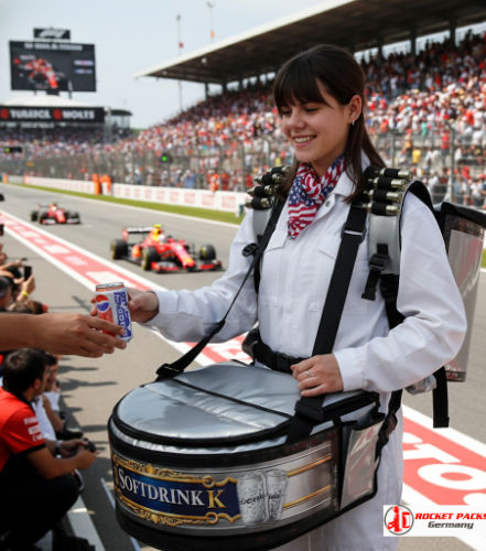 Vendor’s tray at Glasgow Christmas Lights Event offering mobile beverage service and high-impact POS activation.