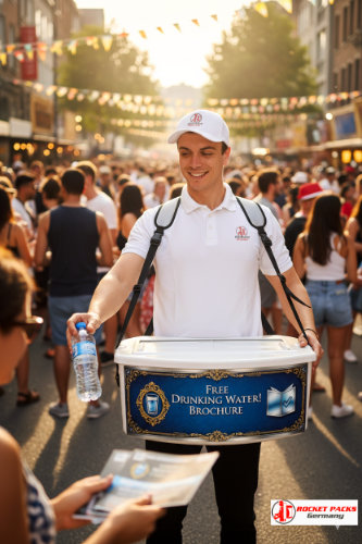 Mobile vendor’s tray at Toronto Street Festival enabling efficient sampling, drink consumption service, outdoor POS activation, shopper engagement and seamless mobile catering during a high-traffic city event.
