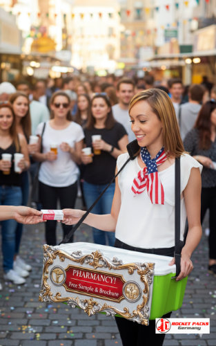 Vendor’s tray at San Francisco Bay Area Street Market delivering to-go drink service, product presentation, POS activation and efficient vendor-to-customer interaction.