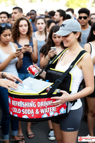Mobile vendor’s tray beverage solution at New York street food and music festival.