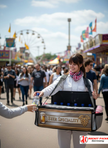 Mobile vendor’s tray at Miami Beach Food & Drink Festival delivering seamless take-away service, live marketing, POS activation and on-the-go beverage distribution for festival visitors.